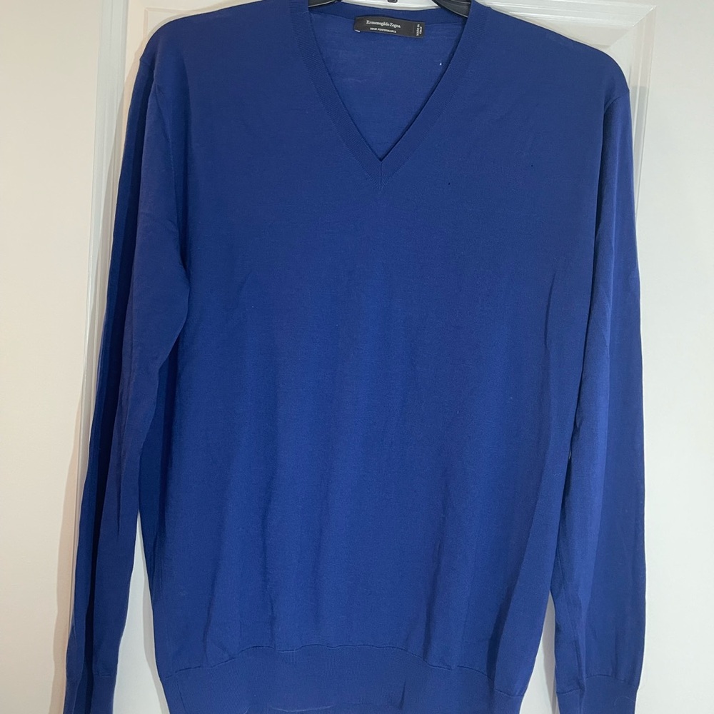 Men's Blue V-Neck Sweater